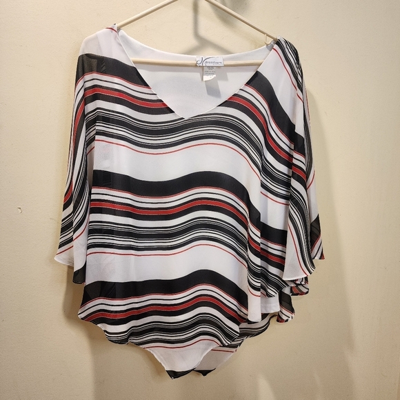 DRESSBARN Striped Pullover Flare Tunic Top Size 1X - Picture 3 of 10